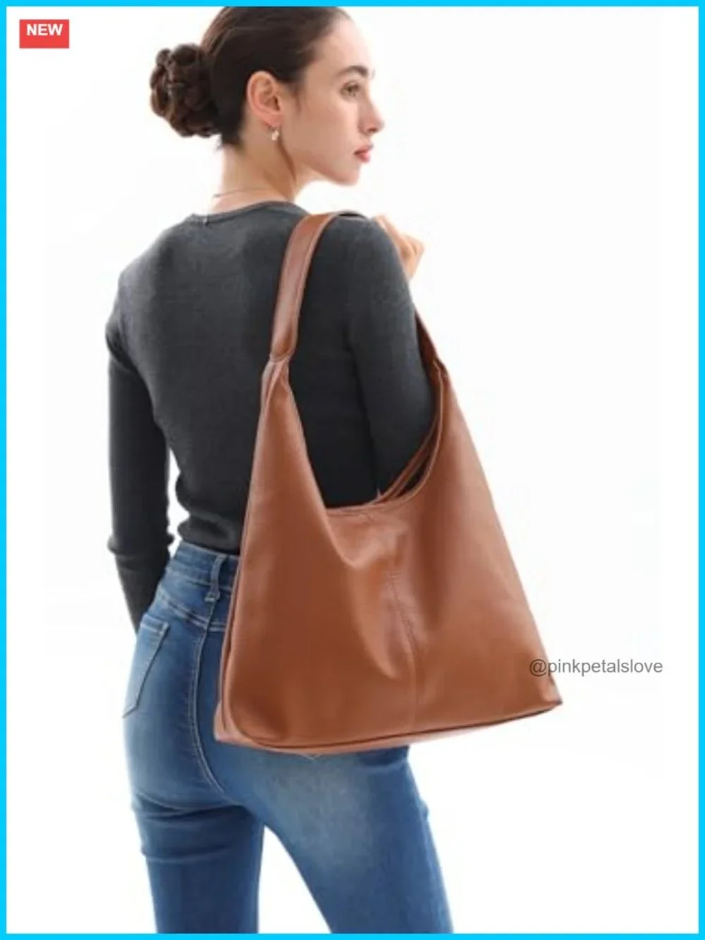 Faux Suede Hobo Bag Slouchy Purse Fashionable Shoulder Tote Handbag